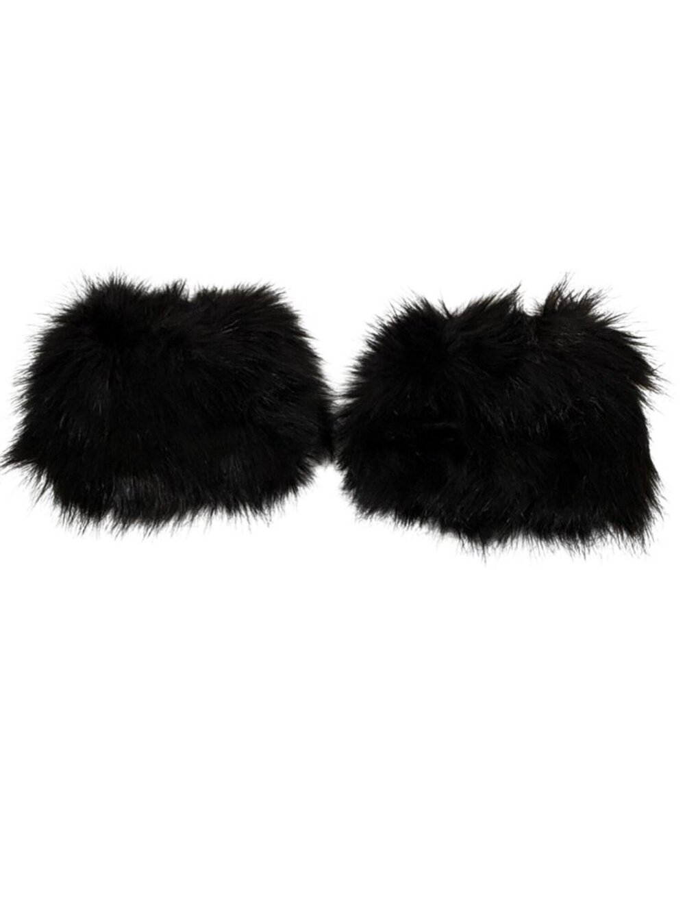 Black Faux Fur Wrist Cuffs Hand Warmers Mob Wife Glam 70s 80s Rock and Roll